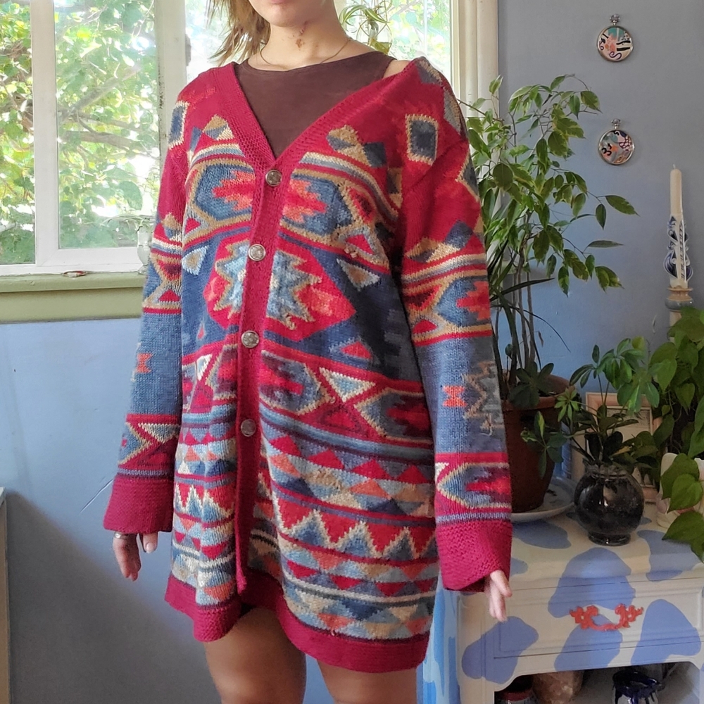 Vintage southwestern L knit cardigan.